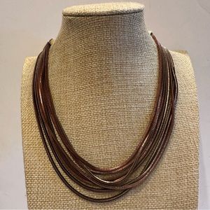 White House Black Market Necklace multistrand copper chains- collar length